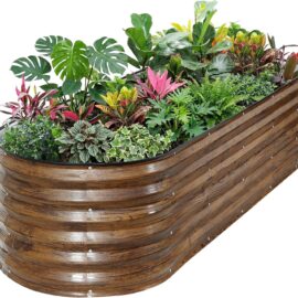 Galvanized Metal Planter Box with Rubber Strip Edging, 4x2x1 FT Raised Garden Bed Kit, Garden Bed for Planting