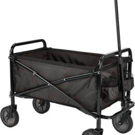 ANSFIL Collapsible Wagon with All-Terrain Wheels, Folding Utility Heavy Duty Wagons for Sports, Shopping, Camping, Grocery, Black,RA01